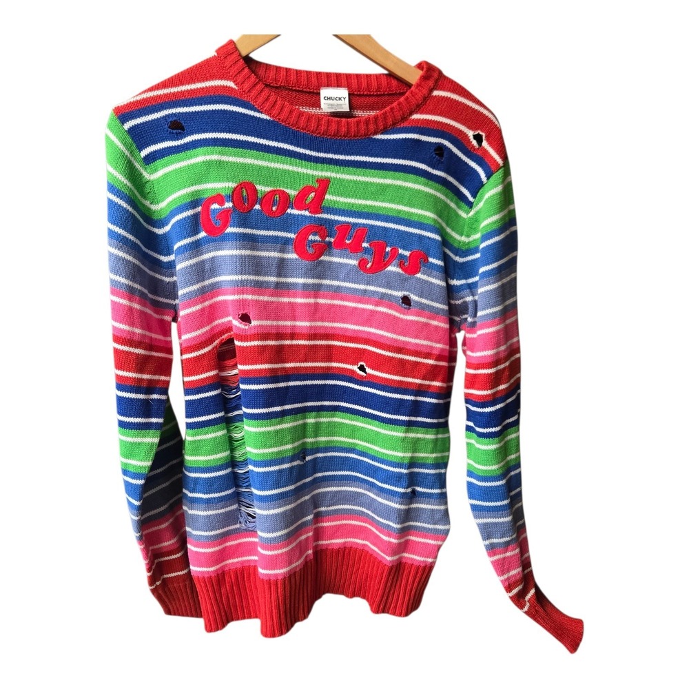 CHUCKY Sweater Rainbow Universal City Large Costume Good‎ Guys Medium